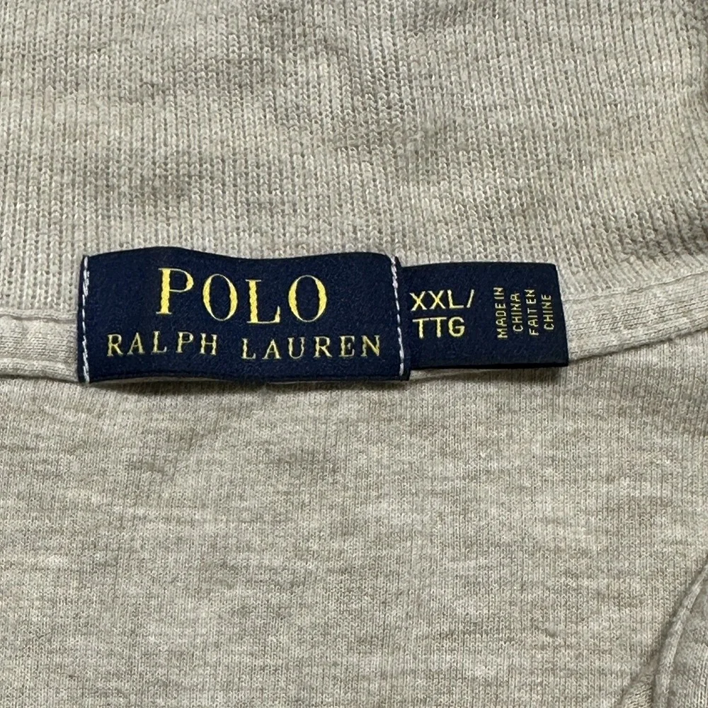 Polo Ralph Lauren Sweater Mens Size 2XL Ivory Beige Long Sleeve 1/4 Zip‎ Cotton